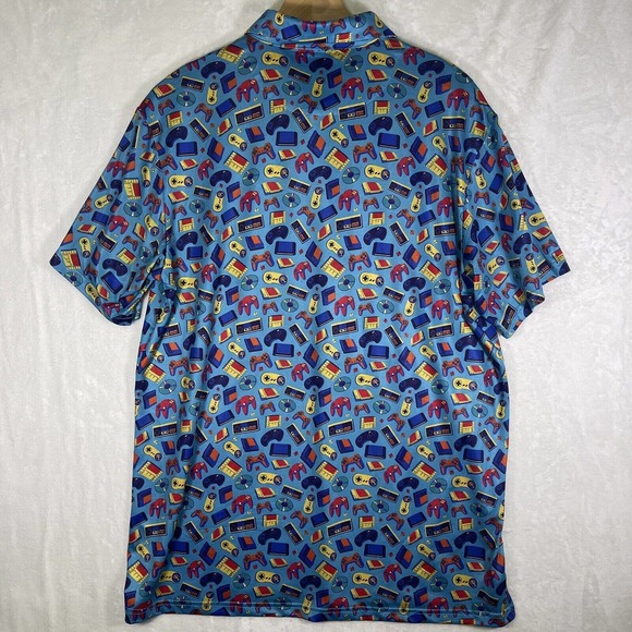 RARE Pins And Aces Nintendo N64 NES Play Station Men's XL Golf Polo Shirt - Picture 3 of 4